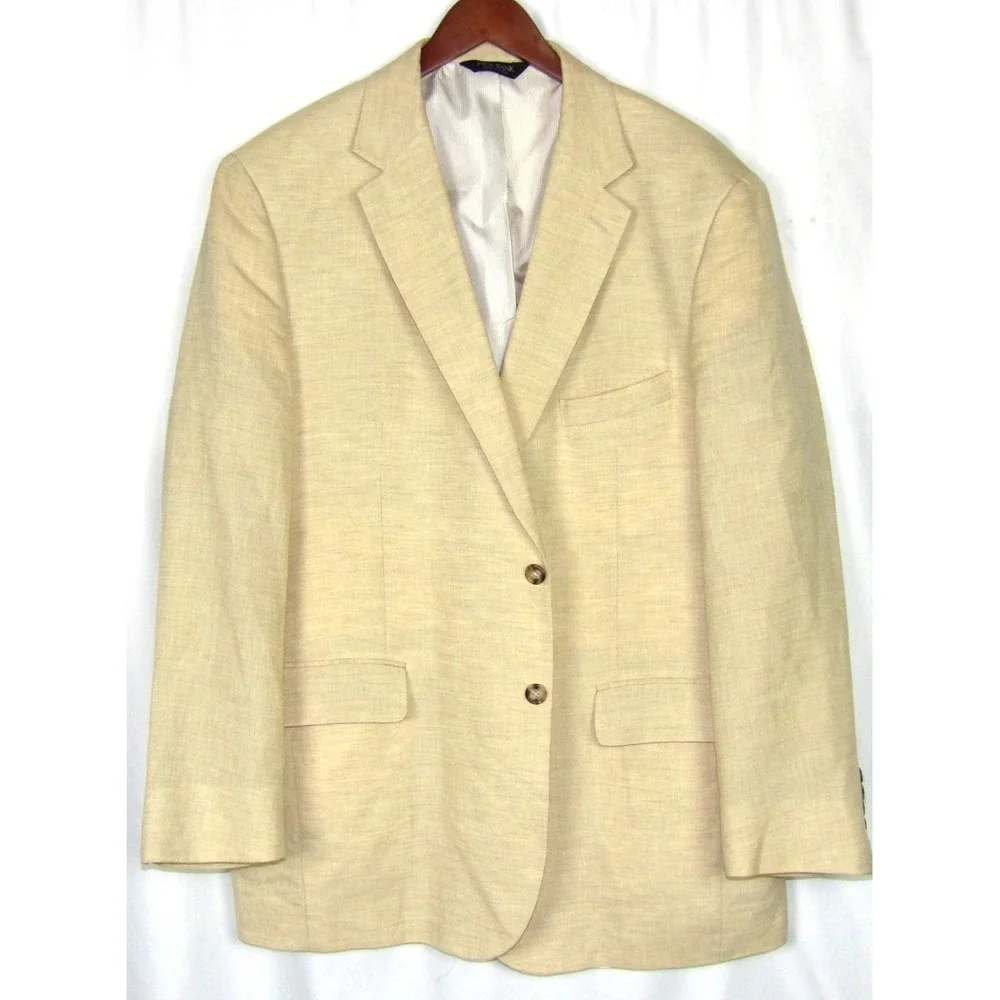 Jos. A. Bank Wool/Linen 2 Button Beige 730 BURKE Blazer Sport Jacket Men's 44R